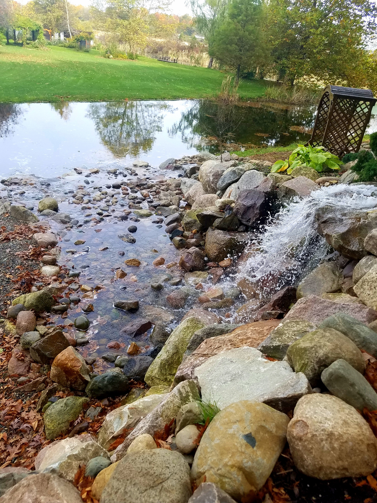 Looking down across the long falls into it's riverbed